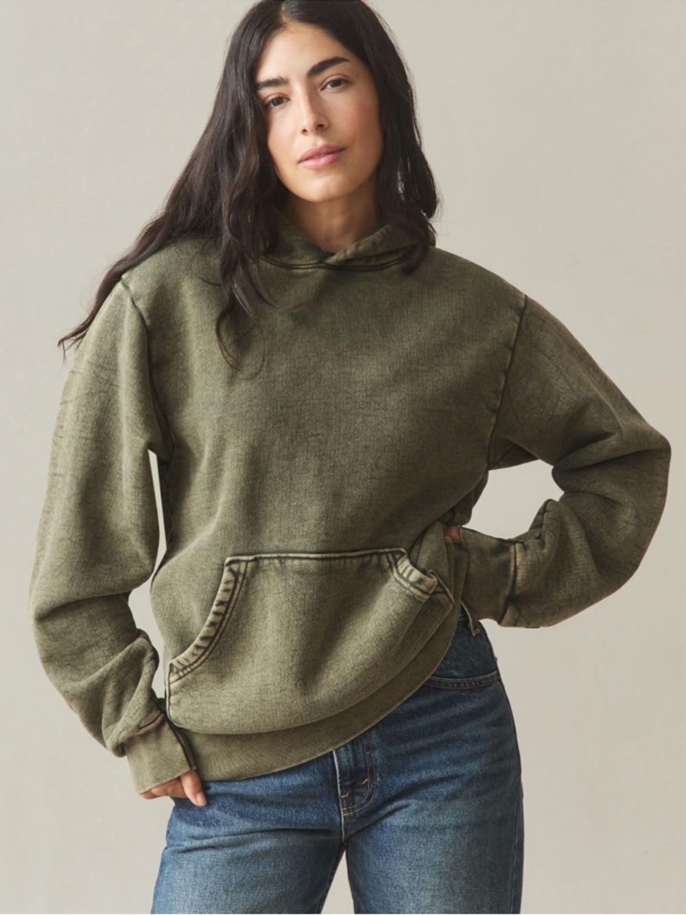 American Giant Unisex Vintage Mineral Wash Hoodie Pullover Olive green medium - Picture 2 of 12